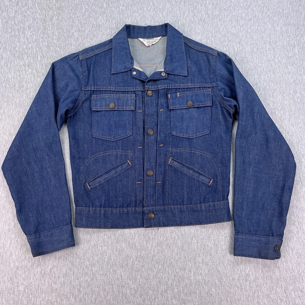 Vintage JC Penney Sports Outerwear Selvedge Denim Trucker Jacket Boys 38" Chest